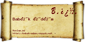 Babák Ádám névjegykártya